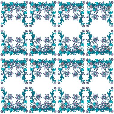 Mavi ve yeşil desensiz çiçek deseni