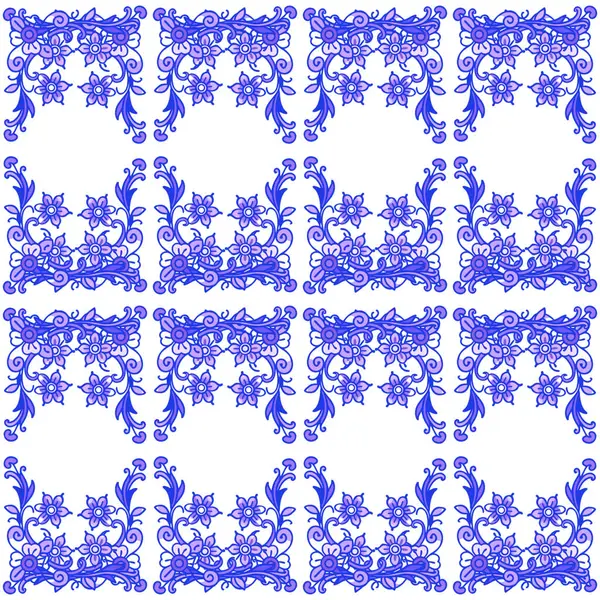 Mavi ve beyaz çiçekli kusursuz desen