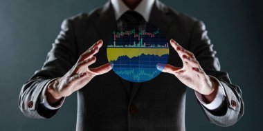 İş adamıyla finansal ticaret şeması