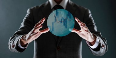 İş adamı eli küresel ağ grafiği