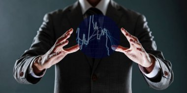 işadamı ile elden gelen finansal simgeler