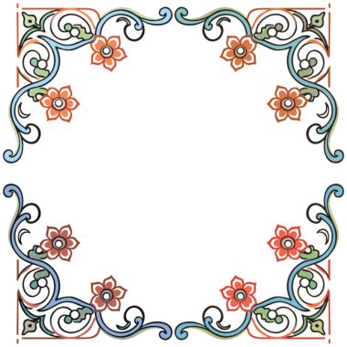 Etnik tarzda vektör çiçek süsü.