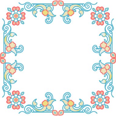 Çiçek ve yaprak çerçeveleri izole edilmiş ikon vektör illüstrasyon tasarımı