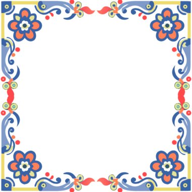 Çiçeklerden ve kuşlardan çerçeve, vektör illüstrasyonu