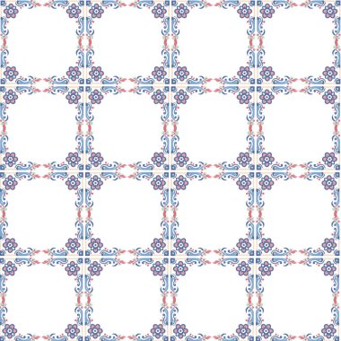 Mavi ve pembe elementli kusursuz desenler. vektör illüstrasyonu.