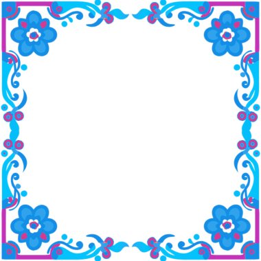 Çiçekler ve kelebekler ile çerçeve, vektör