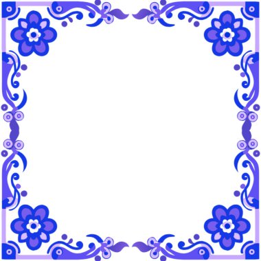 Mavi arka plan ile çerçeve çiçek