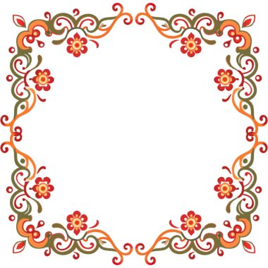 Çiçekler ve yapraklarla çerçevelenmiş