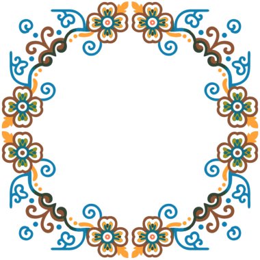 Etnik tarzda vektör çiçek çerçevesi.