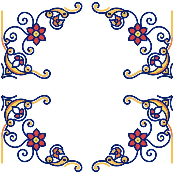Beyaz arkaplanda izole edilmiş güzel vektör süslemeli çiçek çerçevesi
