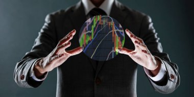 Dijital küreye sahip iş adamı