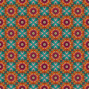 Renkli çiçeklerin pürüzsüz bir deseninin vektör çizimi