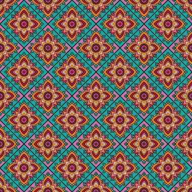 Soyut etnik otantik simetrik desen süs dekoratif Kaleidoscope hareketi geometrik daire ve yıldız şekli