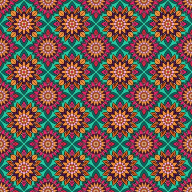 Etnik çiçek seamless modeli. Soyut dekoratif desen