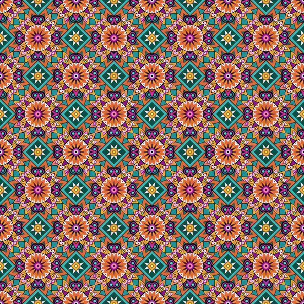 Geometrik çiçekli kusursuz desen, vektör illüstrasyonu