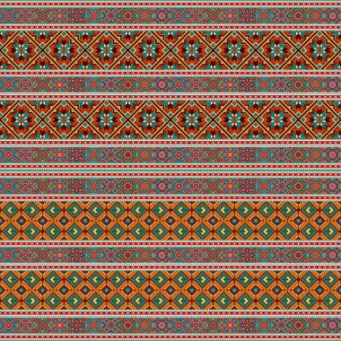 Geometrik öğelerle seamless renkli tribal modeli