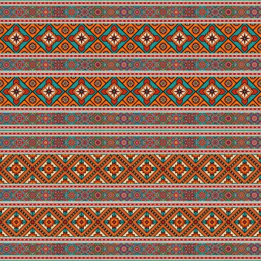 Kabilesel geometrik elementlerle kusursuz bir desen. vektör illüstrasyonu.