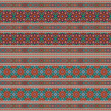 Kırmızı ve turuncu renkli etnik çiçek desenleri. kusursuz geometrik süs.