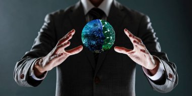 Dünya 'yı elinde tutan iş adamlarına yakın. genel bağlantı kavramı