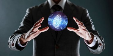 Küresel bağlantı kavramına sahip iş adamı