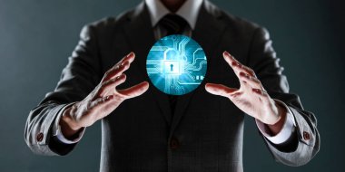 Küresel ağ kavramına sahip iş adamı