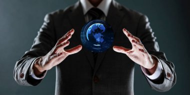 Küresel gezegen ağında iş adamı