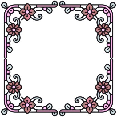 Çiçekler ve yapraklarla çerçevelenmiş