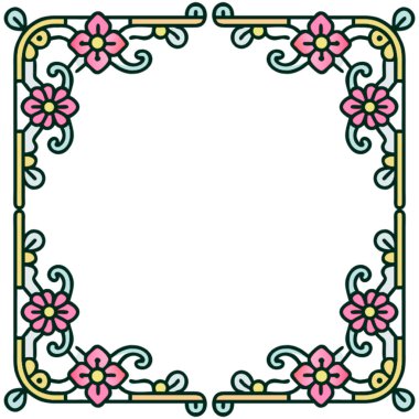 Vektör dekoratif çerçeve. Tebrik kartı için çiçek süsü.