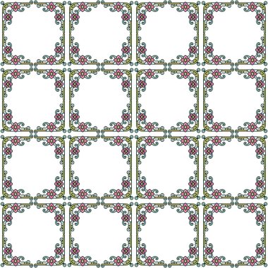 Dekoratif çiçeklerle kusursuz desen, elementler