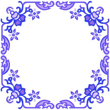 Süslü mavi çiçek süsü çerçevesi