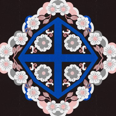 Vektör çizimi. Eski tarz. Çiçek süsü..