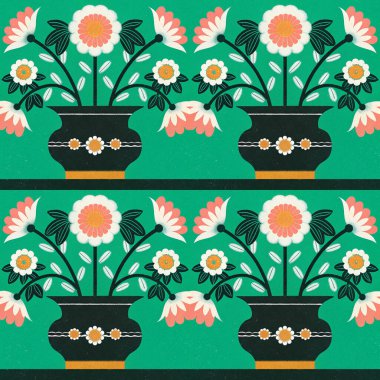 Çiçeklerle dikişsiz çiçek arka plan. Vektör çizimi