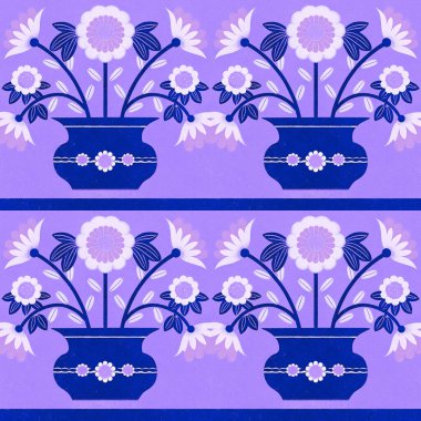 Soyut çiçeklerle kusursuz desen