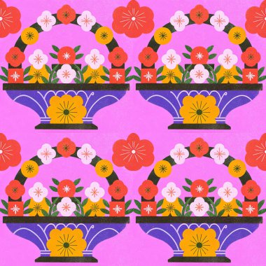 Japon kiraz çiçekleriyle kusursuz desen.