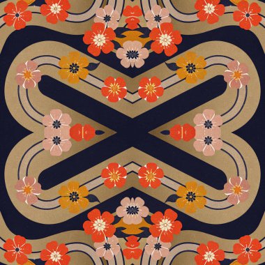 Soyut çiçeklerle kusursuz desen