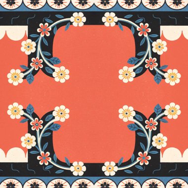 Vektör kusursuz desen. Renkli çiçek süsü..