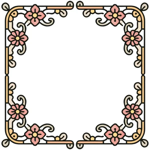 Çiçek ve yapraklı çerçeve vektör illüstrasyon tasarımı