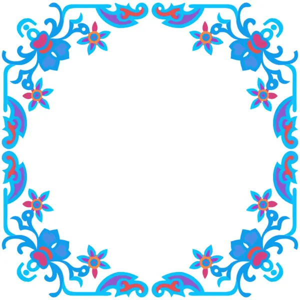 Kırmızı çiçekli mavi çerçeve