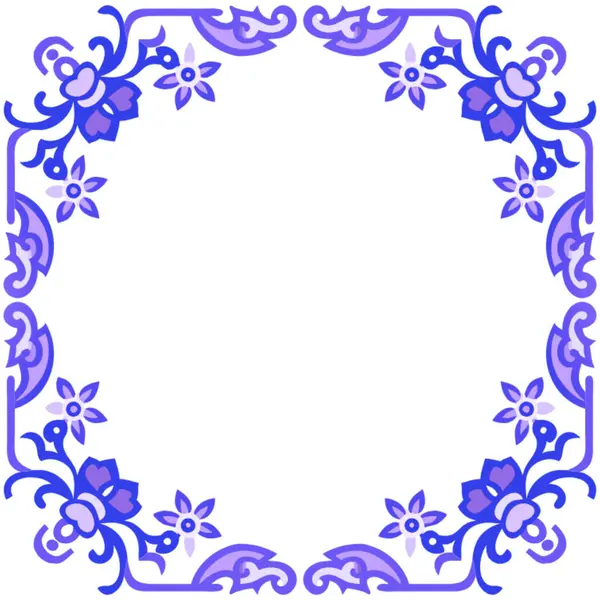 Süslü mavi çiçek süsü çerçevesi