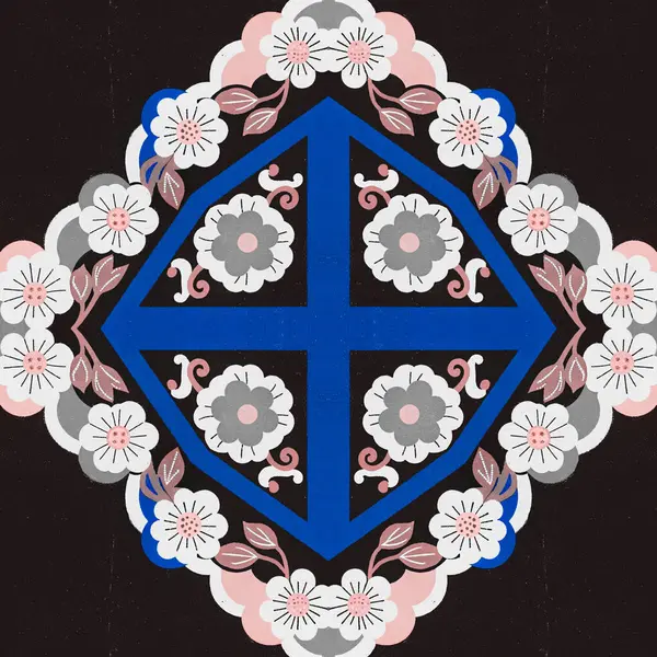 Vektör çizimi. Eski tarz. Çiçek süsü..