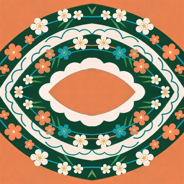 Şekillendirilmiş çiçek ve yapraklarla kusursuz çiçek deseni.