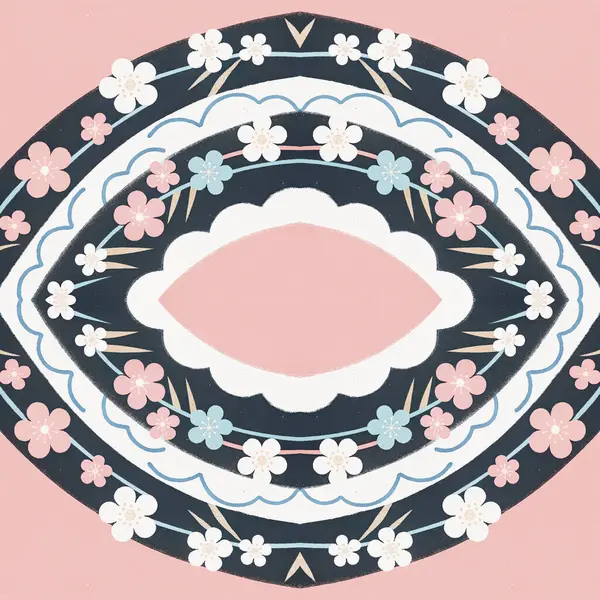 Çiçekler ve bitkiler ile soyut ve pürüzsüz desen çizilmiş vektör el.