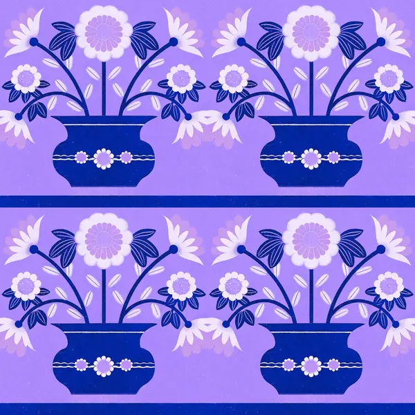 Soyut çiçeklerle kusursuz desen