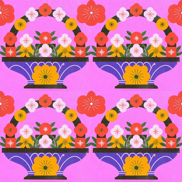 Japon kiraz çiçekleriyle kusursuz desen.