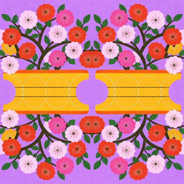 Renkli etnik çiçeklerle kusursuz bir model. Tekstil, kumaş, baskı tasarımı, duvar kağıdı, ambalaj için çiçek süsü.