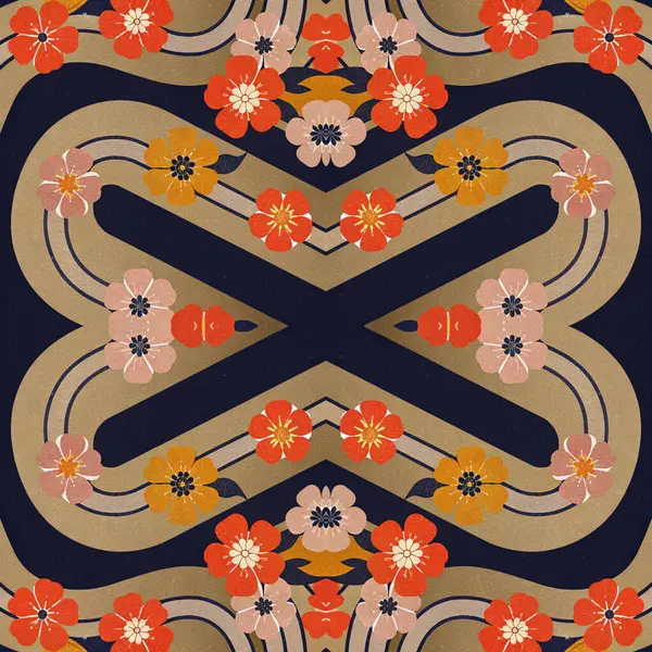 Soyut çiçeklerle kusursuz desen