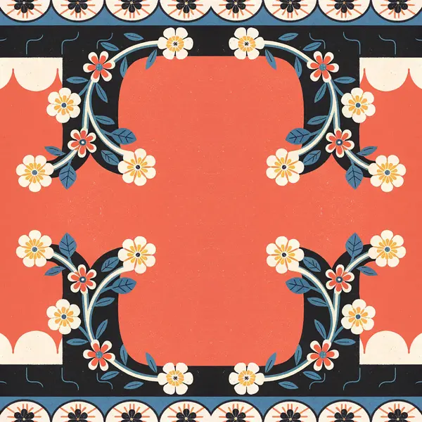 Vektör kusursuz desen. Renkli çiçek süsü..