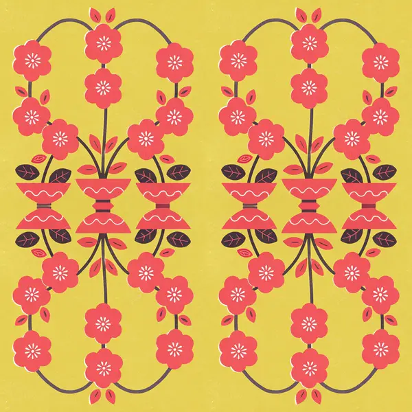 Çiçekler ve yapraklarla pembe renklerde kusursuz çiçek deseni.