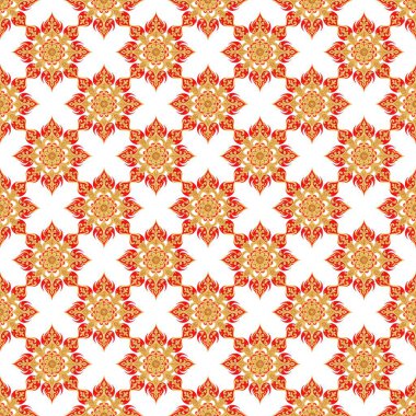 Vektör illüstrasyonu, geometrik dikişsiz arkaplan, kırmızı ve turuncu renkli duvar kağıdı deseni