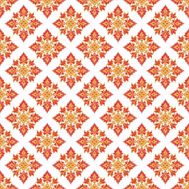 Kırmızı çiçekli kusursuz desen.